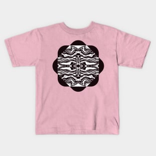 Black and White Marble Swirls Abstract Art Design Kids T-Shirt